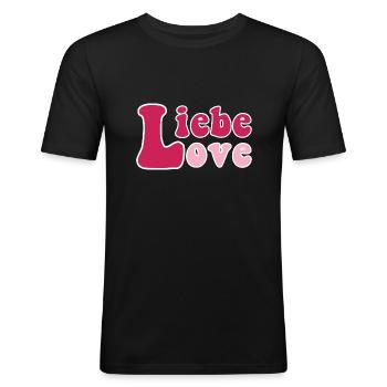Liebe und Love - Men's Slim Fit T-Shirt - black - Front - Nik (191cm)