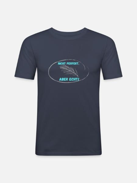Pas PARFAIT, mais réel ! - T-shirt près du corps Homme - bleu marine