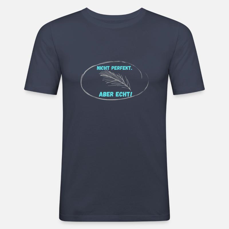 Pas PARFAIT, mais réel ! - T-shirt près du corps Homme - bleu marine