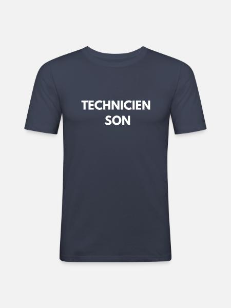 T-shirt Technicien Son - T-shirt près du corps Homme - bleu marine