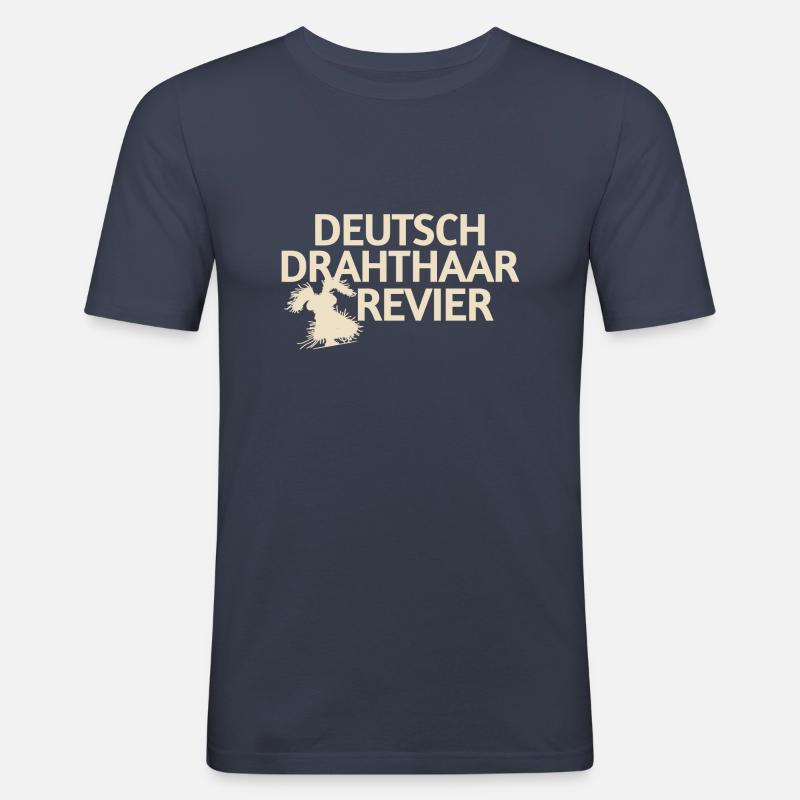 Deutsch Drahthaar - Männer Slim Fit T-Shirt - Navy
