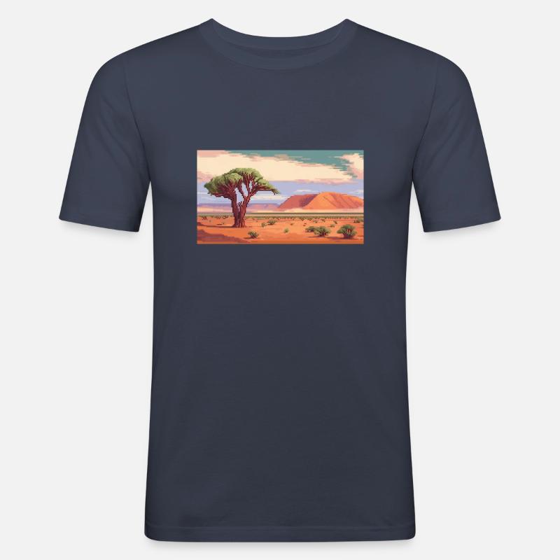 Sossusvlei, Namibia - Pixel Art - Männer Slim Fit T-Shirt - Navy