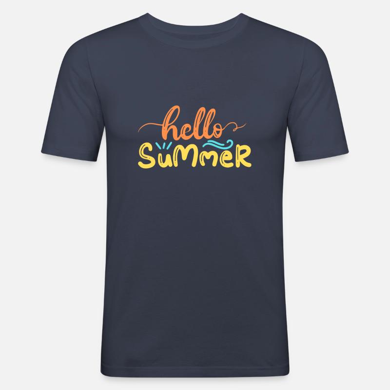 Hello Summer - Männer Slim Fit T-Shirt - Navy