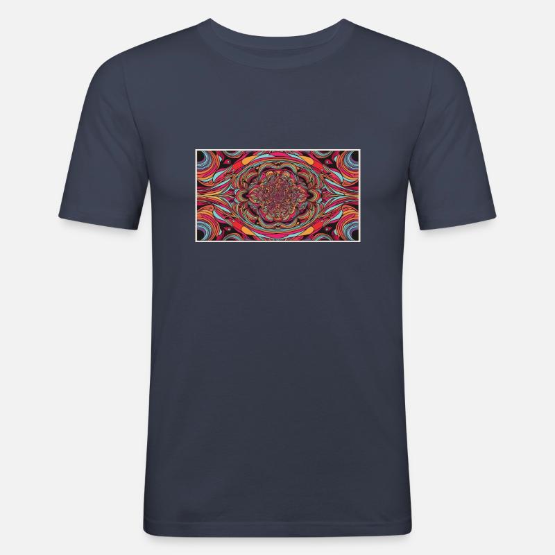 Psychedelisch - Männer Slim Fit T-Shirt - Navy