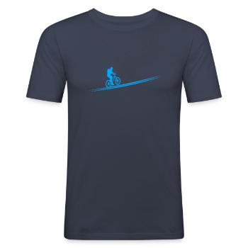 Cadeau vélo - T-shirt près du corps Homme - bleu marine - Devant - Nik (191cm)