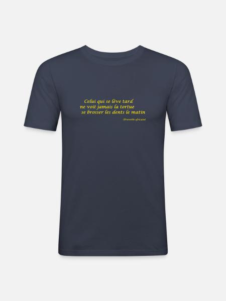 Proverbe africain - T-shirt près du corps Homme - bleu marine