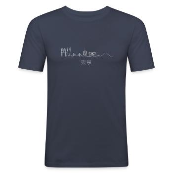 Tokio Japan Skyline - Männer Slim Fit T-Shirt - Navy - Vorne - Nik (191cm)