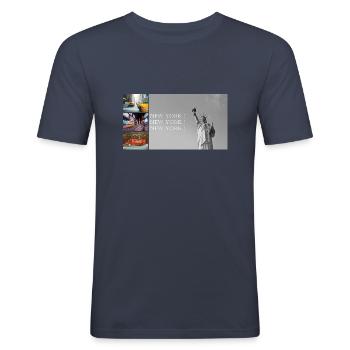 NYC - T-shirt près du corps Homme - bleu marine - Devant - Nik (191cm)