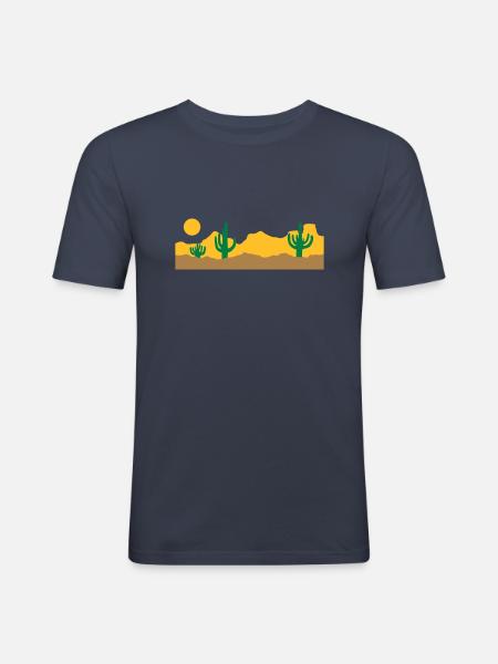 Landscape Desert Silhouette Skyline - Men's Slim Fit T-Shirt - navy