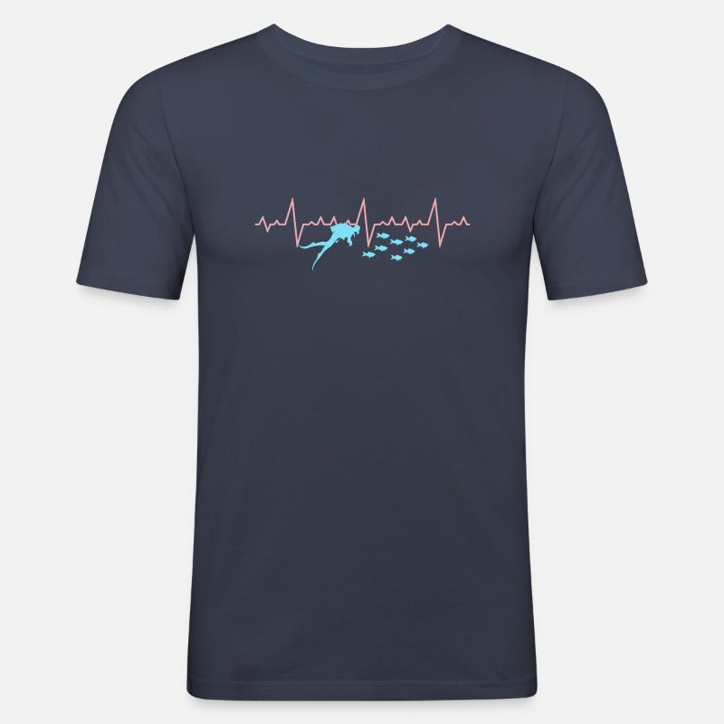 Diver Heartbeat Dive Dive - Men's Slim Fit T-Shirt - navy
