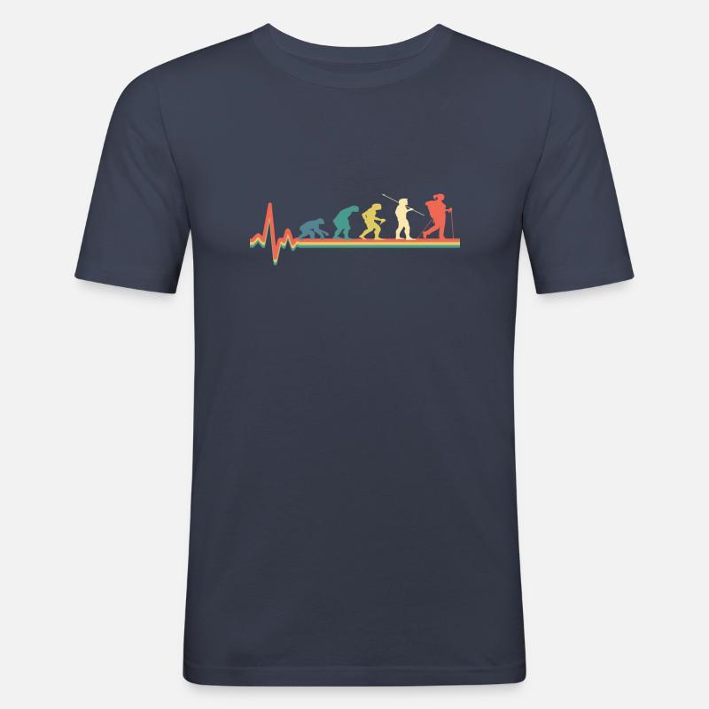 Wandern Wanderung Berge Evolution - Männer Slim Fit T-Shirt - Navy