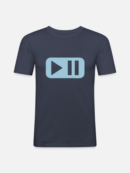 pause play button - Men's Slim Fit T-Shirt - navy
