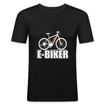 E Biker - Männer Slim Fit T-Shirt - Schwarz - Vorne - Nik (191cm)