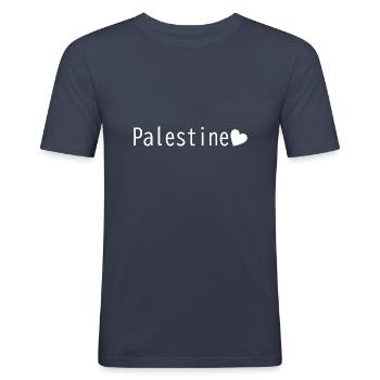 palestina herz geschenk - Männer Slim Fit T-Shirt - Navy - Vorne - Nik (191cm)
