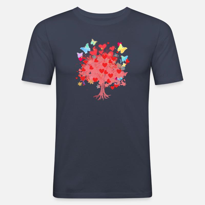 Baum des Lebens ,Lebensbaum,herzen,schmetterlinge - Männer Slim Fit T-Shirt - Navy