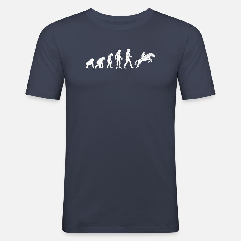 Reiten Evolution - Männer Slim Fit T-Shirt - Navy