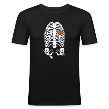 Twins Pregnancy Announcement Halloween Skelett - Männer Slim Fit T-Shirt - Schwarz - Vorne - Nik (191cm)