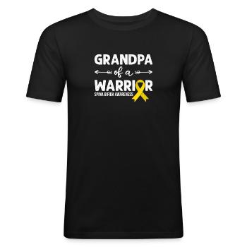 Grand-père d’un guerrier, Spina Bifida à ruban jaune - T-shirt près du corps Homme - noir - Devant - Nik (191cm)