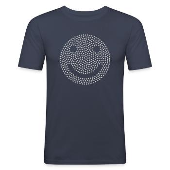 Emoji laugh silver - Men's Slim Fit T-Shirt - navy - Front - Nik (191cm)