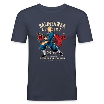 Balintawak Escrima Kampfkunst der Philippinen - Männer Slim Fit T-Shirt - Navy - Vorne - Nik (191cm)