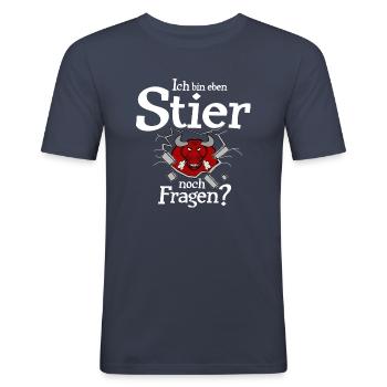 Stier Tierkreiszeichen Sternzeichen - Männer Slim Fit T-Shirt - Navy - Vorne - Nik (191cm)