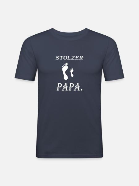 Papa fier - T-shirt près du corps Homme - bleu marine