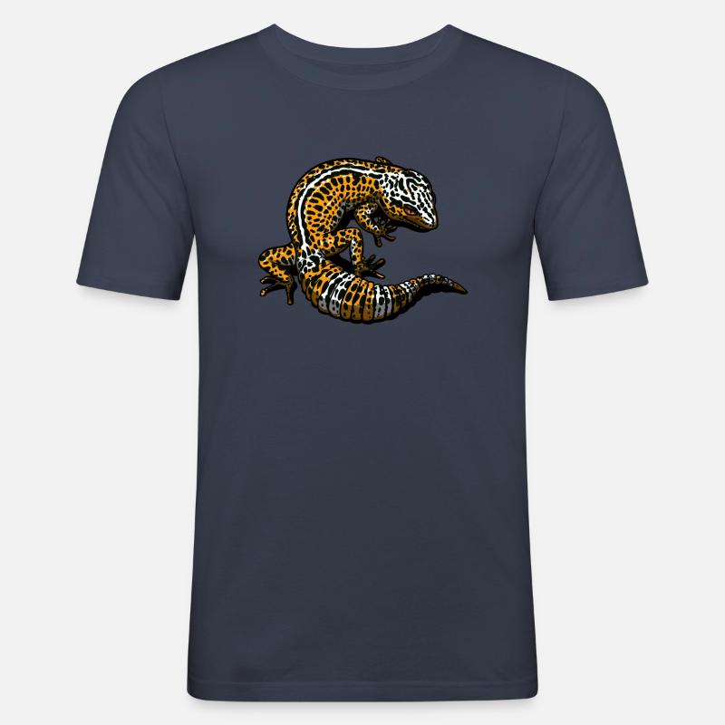 Leopard-Gecko-Eidechsen-Reptil - Männer Slim Fit T-Shirt - Navy