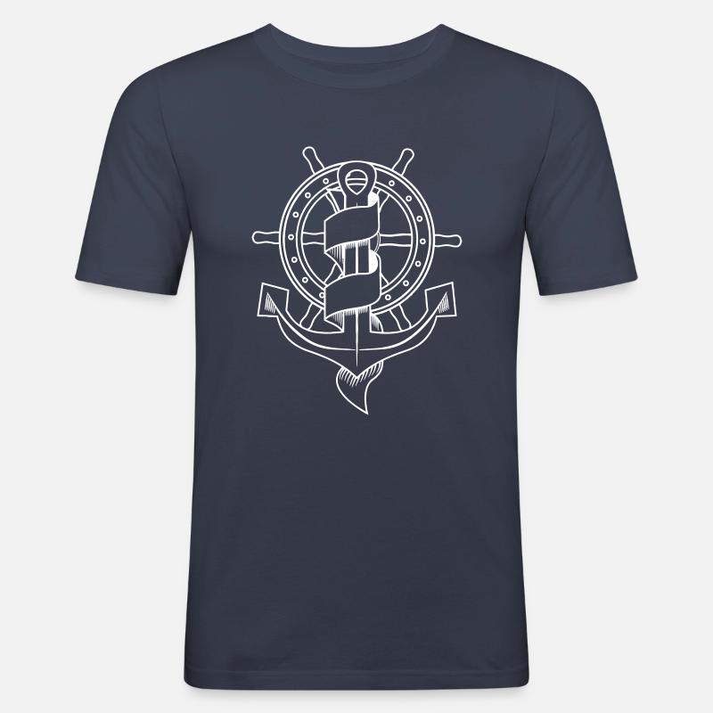 klassic_tattoo_vector - Männer Slim Fit T-Shirt - Navy