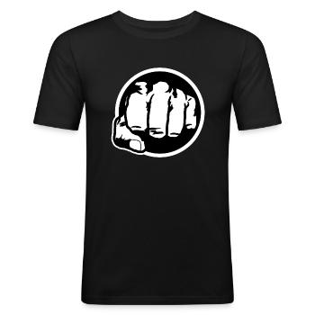 Poing noir et blanc - T-shirt près du corps Homme - noir - Devant - Nik (191cm)