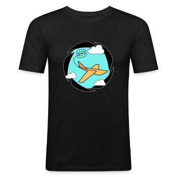 Cool avion avion avion dessin animé - T-shirt près du corps Homme - noir - Devant - Nik (191cm)