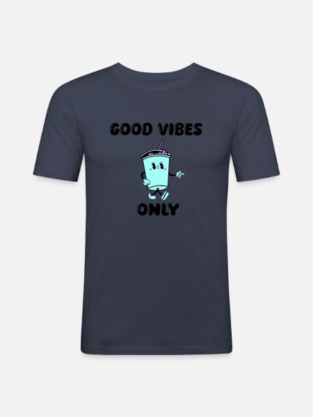 drink cartoon vibes - Men's Slim Fit T-Shirt - navy