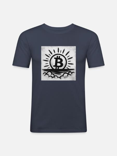 Sun goes up with Bitcoin - Men's Slim Fit T-Shirt - navy