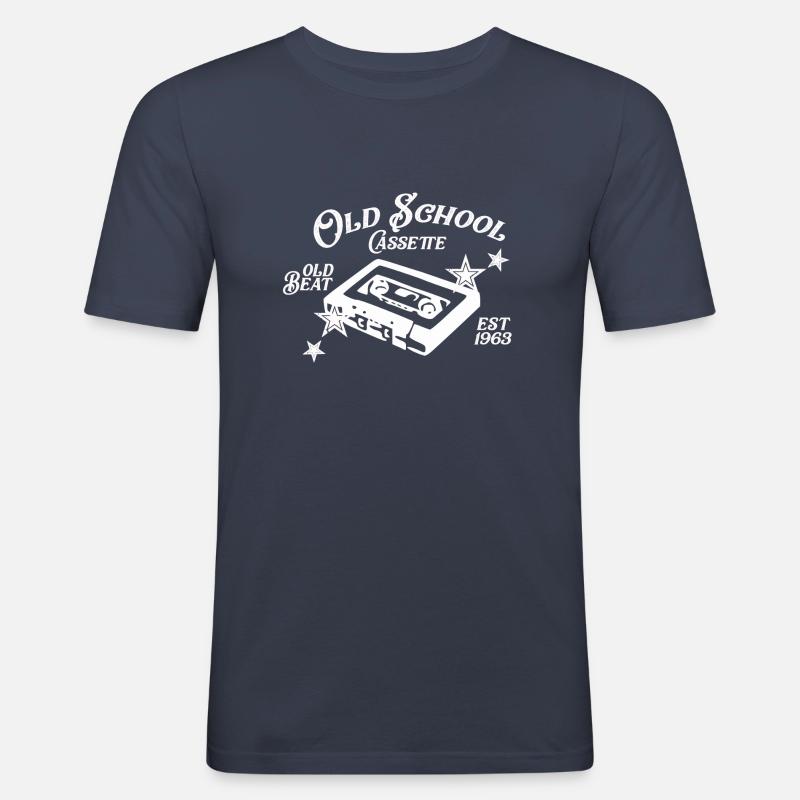 old school - Männer Slim Fit T-Shirt - Navy