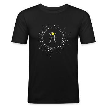 Pisces zodiac sign with crown - Men's Slim Fit T-Shirt - black - Front - Nik (191cm)