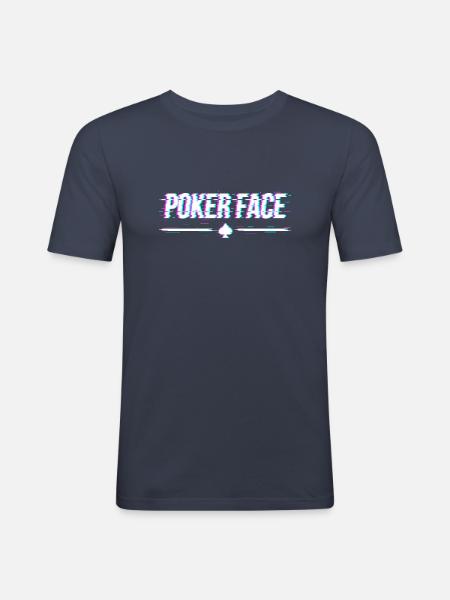 Pokerface - Männer Slim Fit T-Shirt - Navy