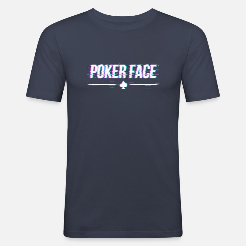 Pokerface - Männer Slim Fit T-Shirt - Navy