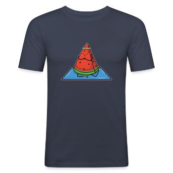 Yoga Wassermelone lustiges Bild Sommer Vegan gym - Männer Slim Fit T-Shirt - Navy - Vorne - Nik (191cm)