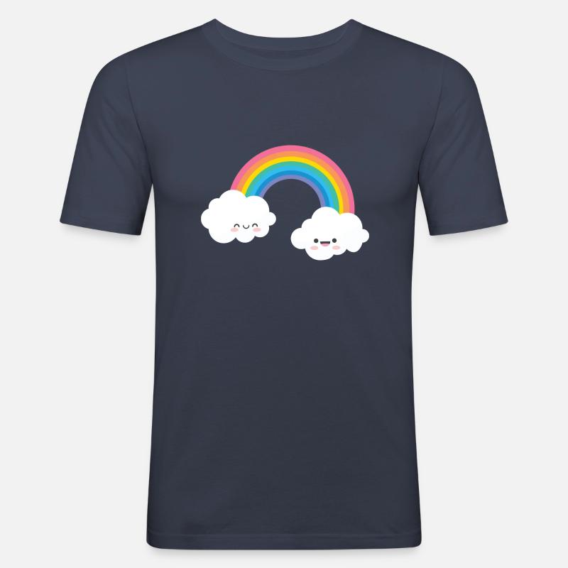 RAINBOW FACE - Männer Slim Fit T-Shirt - Navy