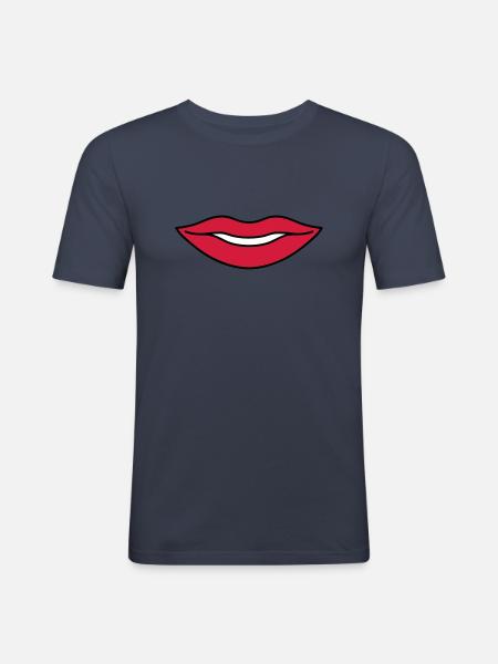 Red mouth - Men's Slim Fit T-Shirt - navy