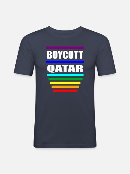 Boycott Qatar Sayings - Men's Slim Fit T-Shirt - navy