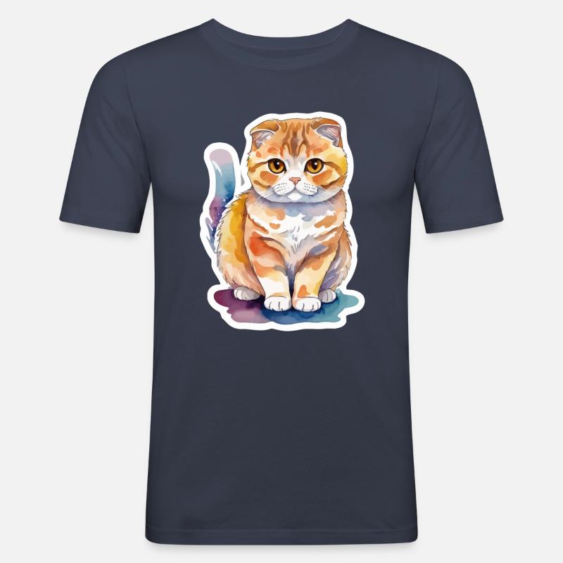 Scottish Fold Scottish Fold-Eared Cat - Men's Slim Fit T-Shirt - navy
