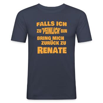 Renate - Männer Slim Fit T-Shirt - Navy - Vorne - Nik (191cm)