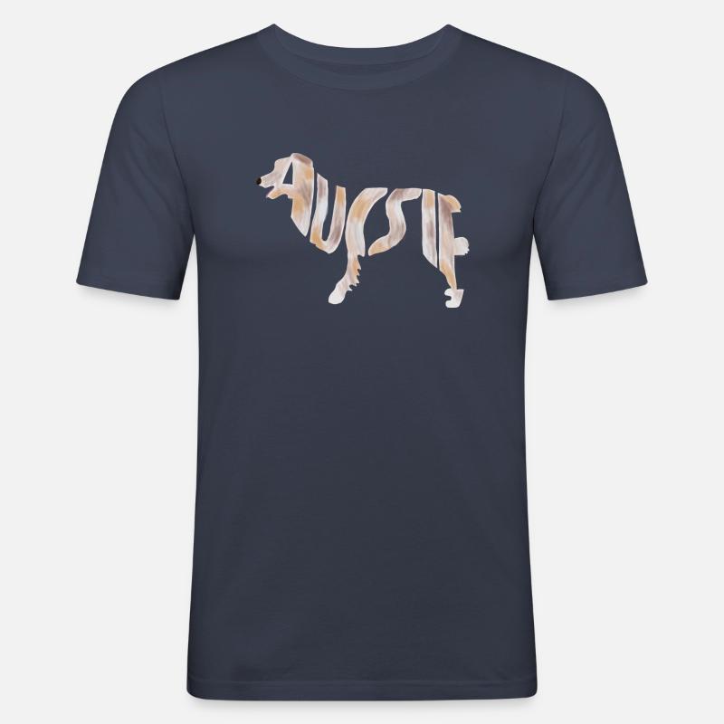 Aussie Red Merle - T-shirt près du corps Homme - bleu marine