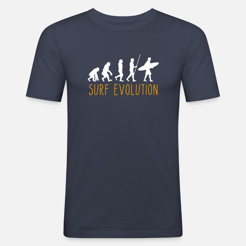 Evolution of Man Surfing - Männer Slim Fit T-Shirt - Navy
