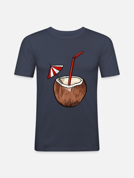 Kokusnuss Urlaub Outfit - Männer Slim Fit T-Shirt - Navy