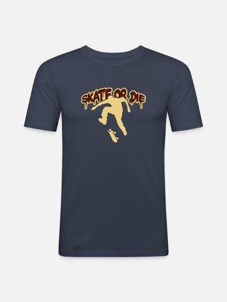 Skate Or Die - Männer Slim Fit T-Shirt - Navy