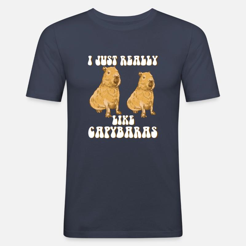 Capybara meme - Männer Slim Fit T-Shirt - Navy