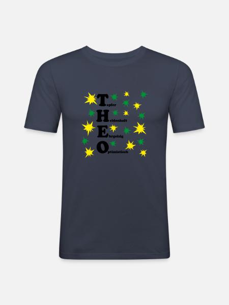 Theo - Männer Slim Fit T-Shirt - Navy