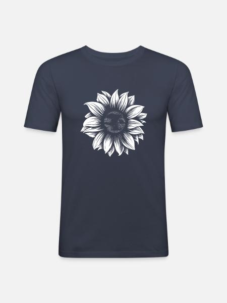 Sonnenblume - Männer Slim Fit T-Shirt - Navy