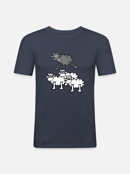 jumping sheep - Men's Slim Fit T-Shirt - navy